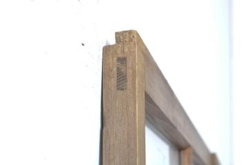 アンティーク建具　結霜・ゆらゆらクリアガラス　シンプルなデザインでお部屋に取り入れやすいガラス戸2枚セット(引き戸)(R-062803)