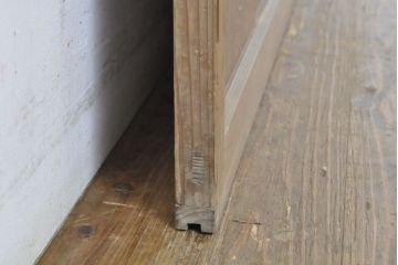 アンティーク建具　結霜・ゆらゆらクリアガラス　シンプルなデザインでお部屋に取り入れやすいガラス戸2枚セット(引き戸)(R-062803)