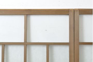 アンティーク建具　結霜・ゆらゆらクリアガラス　シンプルなデザインでお部屋に取り入れやすいガラス戸2枚セット(引き戸)(R-062803)