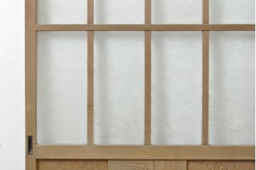 アンティーク建具　結霜・ゆらゆらクリアガラス　シンプルなデザインでお部屋に取り入れやすいガラス戸2枚セット(引き戸)(R-062803)
