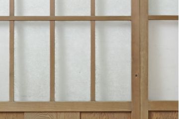 アンティーク建具　結霜・ゆらゆらクリアガラス　シンプルなデザインでお部屋に取り入れやすいガラス戸2枚セット(引き戸)(R-062803)