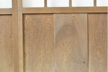 アンティーク建具　結霜・ゆらゆらクリアガラス　シンプルなデザインでお部屋に取り入れやすいガラス戸2枚セット(引き戸)(R-062803)