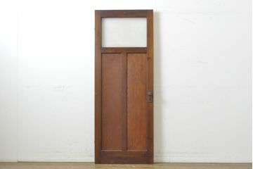 アンティーク建具　ダイヤガラスから柔らかな光が差し込む木製ドア1枚(扉)(R-062804)