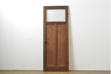 アンティーク建具　ダイヤガラスから柔らかな光が差し込む木製ドア1枚(扉)(R-062804)