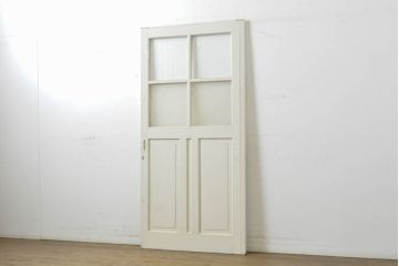 アンティーク建具　ペイント仕上げ限定　ホワイトカラーが爽やかなペイントガラス戸1枚(引き戸、建具)(R-062807)