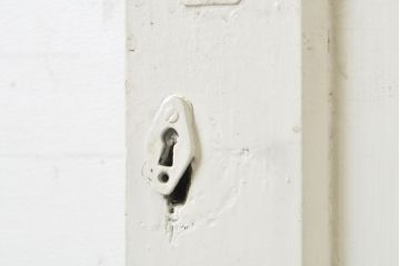 アンティーク建具　ペイント仕上げ限定　ホワイトカラーが爽やかなペイントガラス戸1枚(引き戸、建具)(R-062807)