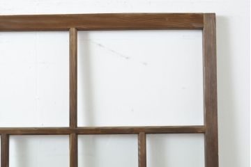 アンティーク建具　ゆらゆらクリア・すりガラス　昭和レトロな雰囲気漂うガラス戸2枚(引き戸、格子戸)(R-062808)