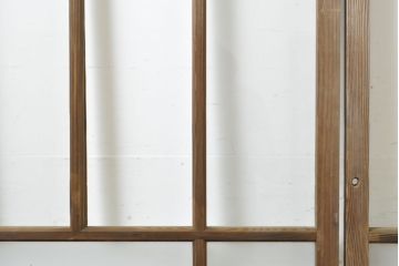 アンティーク建具　ゆらゆらクリア・すりガラス　昭和レトロな雰囲気漂うガラス戸2枚(引き戸、格子戸)(R-062808)