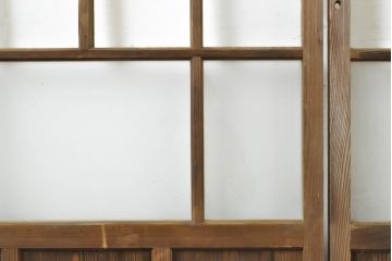 アンティーク建具　ゆらゆらクリア・すりガラス　昭和レトロな雰囲気漂うガラス戸2枚(引き戸、格子戸)(R-062808)