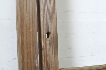 アンティーク建具　ゆらゆらクリア・すりガラス　昭和レトロな雰囲気漂うガラス戸2枚(引き戸、格子戸)(R-062808)