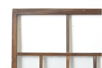 アンティーク建具　ゆらゆらクリア・すりガラス　昭和レトロな雰囲気漂うガラス戸2枚(引き戸、格子戸)(R-062808)
