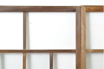 アンティーク建具　ゆらゆらクリア・すりガラス　昭和レトロな雰囲気漂うガラス戸2枚(引き戸、格子戸)(R-062808)