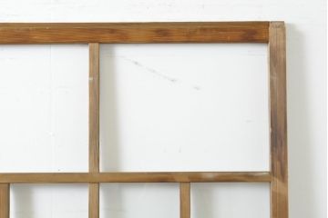 アンティーク建具　ゆらゆらクリア・すりガラス　昭和レトロな雰囲気漂うガラス戸2枚(引き戸、格子戸)(R-062808)
