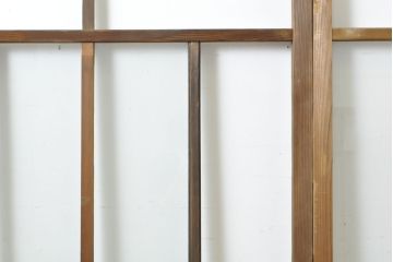 アンティーク建具　ゆらゆらクリア・すりガラス　昭和レトロな雰囲気漂うガラス戸2枚(引き戸、格子戸)(R-062808)