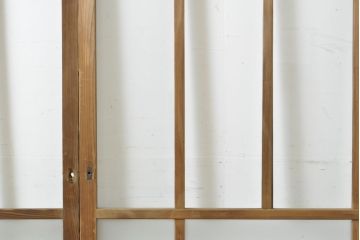 アンティーク建具　ゆらゆらクリア・すりガラス　昭和レトロな雰囲気漂うガラス戸2枚(引き戸、格子戸)(R-062808)