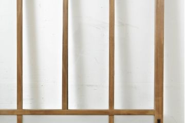 アンティーク建具　ゆらゆらクリア・すりガラス　昭和レトロな雰囲気漂うガラス戸2枚(引き戸、格子戸)(R-062808)