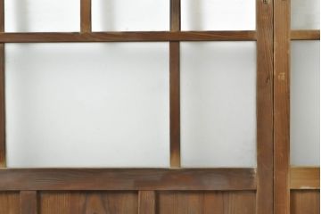 アンティーク建具　ゆらゆらクリア・すりガラス　昭和レトロな雰囲気漂うガラス戸2枚(引き戸、格子戸)(R-062808)