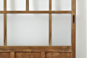 アンティーク建具　ゆらゆらクリア・すりガラス　昭和レトロな雰囲気漂うガラス戸2枚(引き戸、格子戸)(R-062808)