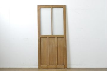 アンティーク建具　シンプルなデザインでどんな空間にも合わせやすいガラス引き戸1枚(ガラス戸、建具)(R-062811)