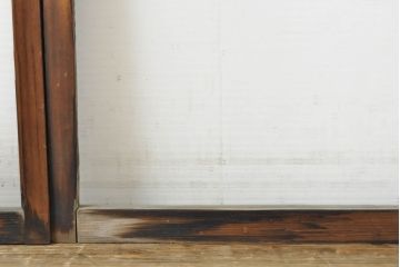 アンティーク建具　モールガラス入りで柔らかな印象のガラス窓2枚セット(ガラス戸、引き戸、建具)(R-062813)
