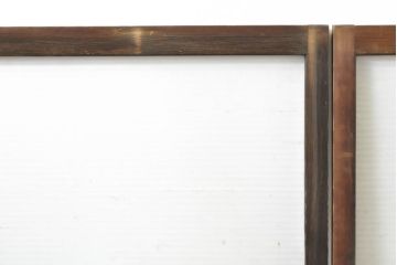 アンティーク建具　モールガラス入りで柔らかな印象のガラス窓2枚セット(ガラス戸、引き戸、建具)(R-062813)