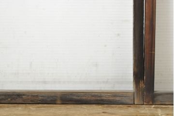 アンティーク建具　モールガラス入りで柔らかな印象のガラス窓2枚セット(ガラス戸、引き戸、建具)(R-062813)