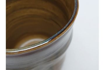 高取焼本家窯元　味楽窯　十四代目　亀井味楽　而妙斎書付　竹節　細水指(茶道具、共箱付き)(R-062816)