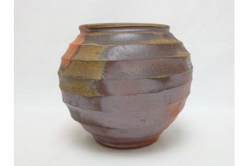 越前　峰越窯　竹元道仙　竹元郁雄　而妙斎書付き　芋頭水指(共箱付き、茶道具)(R-062817)