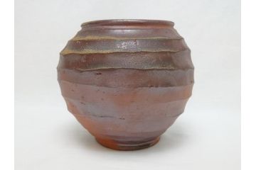 越前　峰越窯　竹元道仙　竹元郁雄　而妙斎書付き　芋頭水指(共箱付き、茶道具)(R-062817)