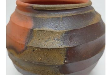 越前　峰越窯　竹元道仙　竹元郁雄　而妙斎書付き　芋頭水指(共箱付き、茶道具)(R-062817)