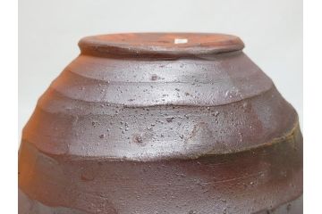 越前　峰越窯　竹元道仙　竹元郁雄　而妙斎書付き　芋頭水指(共箱付き、茶道具)(R-062817)