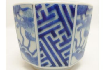 江戸期　染付　龍図　香炉(銀火屋?、仏具、箱無し)(R-062818)