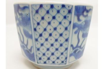 江戸期　染付　龍図　香炉(銀火屋?、仏具、箱無し)(R-062818)