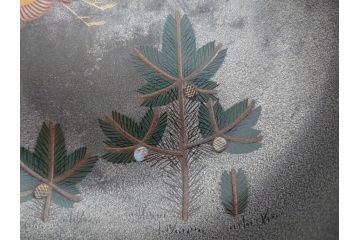 継山造　本錫　内螺鈿　蒔絵　桐唐草文　松に鶴　菓子鉢(六角、菓子器、深鉢、草花文)(R-062819)