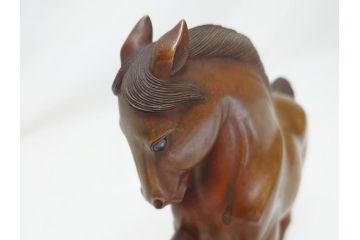 水戸金工　北川北仙　黄銅製(ブロンズ)　駿馬　馬の置物(置物、オブジェ、インテリア)(R-062821)