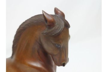 水戸金工　北川北仙　黄銅製(ブロンズ)　駿馬　馬の置物(置物、オブジェ、インテリア)(R-062821)