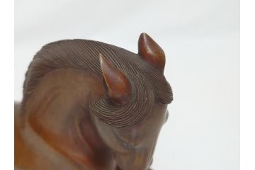 水戸金工　北川北仙　黄銅製(ブロンズ)　駿馬　馬の置物(置物、オブジェ、インテリア)(R-062821)