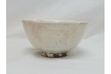 唐津　三玄窯　中里重利　粉引茶碗(共箱付き、茶器、茶道具、和食器)(R-062822)