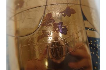 山中漆器　伝統工芸士　蒔絵師　吉田華正(利昭)　誰ヶ袖　秋柄　蒔絵　大棗(共箱付き、鹿の子梨子地、誰が袖、草花、菊、螺鈿)(R-062824)