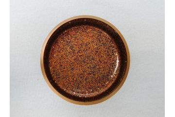 山中漆器　伝統工芸士　蒔絵師　吉田華正(利昭)　誰ヶ袖　秋柄　蒔絵　大棗(共箱付き、鹿の子梨子地、誰が袖、草花、菊、螺鈿)(R-062824)