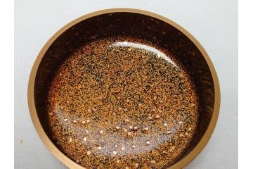 山中漆器　伝統工芸士　蒔絵師　吉田華正(利昭)　誰ヶ袖　秋柄　蒔絵　大棗(共箱付き、鹿の子梨子地、誰が袖、草花、菊、螺鈿)(R-062824)
