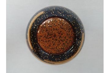 山中漆器　伝統工芸士　蒔絵師　吉田華正(利昭)　誰ヶ袖　秋柄　蒔絵　大棗(共箱付き、鹿の子梨子地、誰が袖、草花、菊、螺鈿)(R-062824)