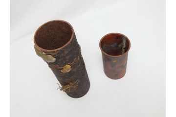 稀少　明治期　玉光齋　鉄製　蟷螂　花入(カマキリ、かまきり、花瓶)(R-062826)