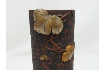 稀少　明治期　玉光齋　鉄製　蟷螂　花入(カマキリ、かまきり、花瓶)(R-062826)
