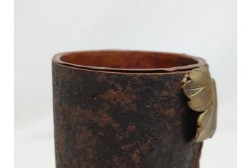 稀少　明治期　玉光齋　鉄製　蟷螂　花入(カマキリ、かまきり、花瓶)(R-062826)