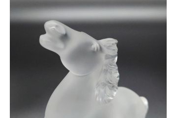 フランス　LALIQUE(ラリック)　クリスタル　跳ね馬　置物(箱なし、ガラス製、オブジェ、インテリア)(R-062827)