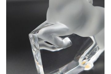 フランス　LALIQUE(ラリック)　クリスタル　跳ね馬　置物(箱なし、ガラス製、オブジェ、インテリア)(R-062827)