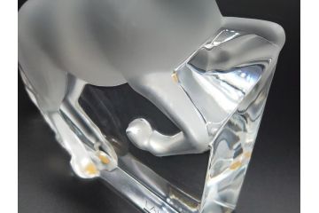 フランス　LALIQUE(ラリック)　クリスタル　跳ね馬　置物(箱なし、ガラス製、オブジェ、インテリア)(R-062827)
