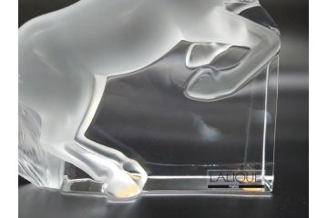 フランス　LALIQUE(ラリック)　クリスタル　跳ね馬　置物(箱なし、ガラス製、オブジェ、インテリア)(R-062827)