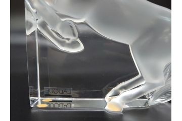 フランス　LALIQUE(ラリック)　クリスタル　跳ね馬　置物(箱なし、ガラス製、オブジェ、インテリア)(R-062827)